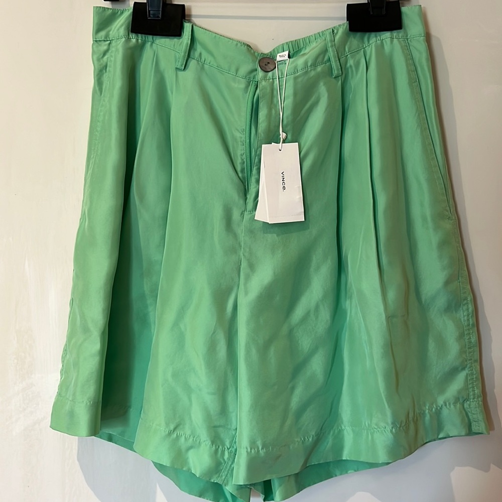 Vince SILK lime green shorts size 12